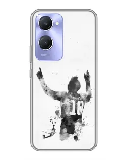 Чехол для Vivo Y36c с картинкой «Черно-белый силуэт Месси»