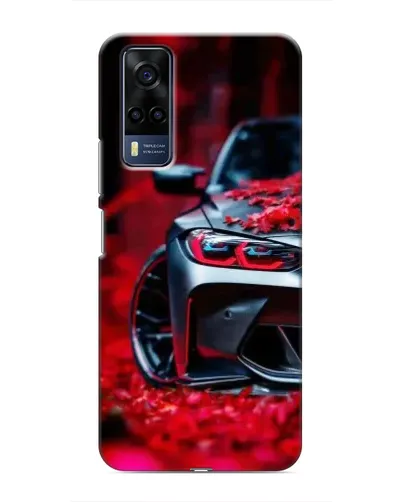 Чехол для Vivo Y51 (2020) с картинкой «Спортивная BMW и цветы»