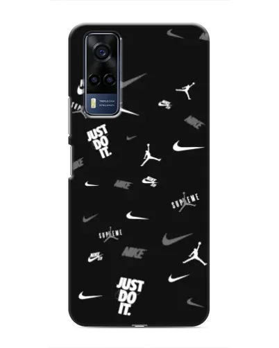 Чехол для Vivo Y53S с картинкой «Nike Black Pattern»