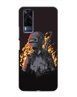 Чехол для Vivo Y53S с картинкой «PUBG — огненный силуэт»