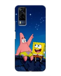 Чехол для Vivo Y53S с картинкой «Губка Боб и Патрик ночью»