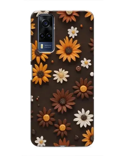 Чехол для Vivo Y53S с картинкой «Узор из маленьких подсолнухов»
