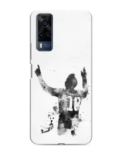 Чохол для Vivo Y53S з картинкою «Чорно-білий силует Мессі»
