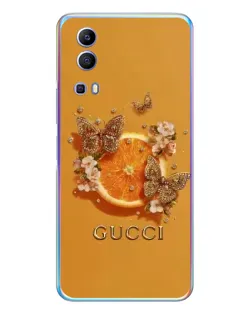 Чехол для Vivo Y72 с картинкой «Gucci — золотые бабочки»
