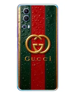 Чехол для Vivo Y72 с картинкой «Gucci — фирменная полоса и золото»