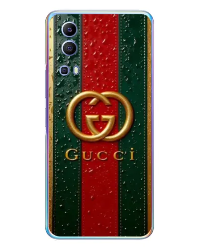 Чехол для Vivo Y72 с картинкой «Gucci — фирменная полоса и золото» Чехол для Vivo Y72 с картинкой «Gucci — фирменная полоса и золото»