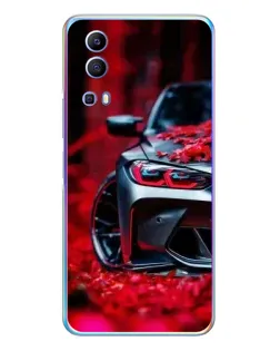 Чехол для Vivo Y72 с картинкой «Спортивная BMW и цветы»