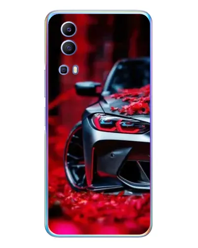 Чехол для Vivo Y72 с картинкой «Спортивная BMW и цветы»
