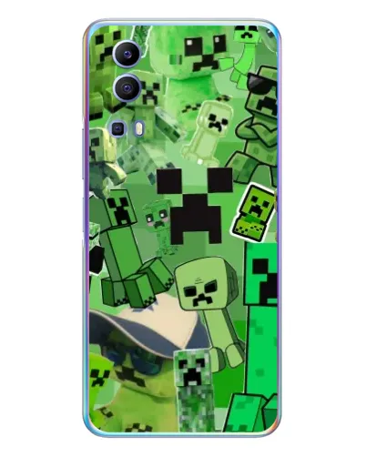 Чехол для Vivo Y72 с картинкой «Криперы Minecraft»