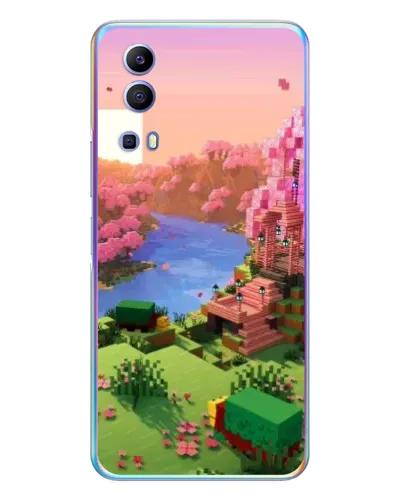 Чехол для Vivo Y72 с картинкой «Розовое дерево Minecraft»