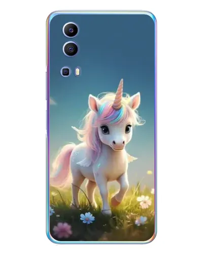 Чехол для Vivo Y72 с картинкой «Единорог на поляне»