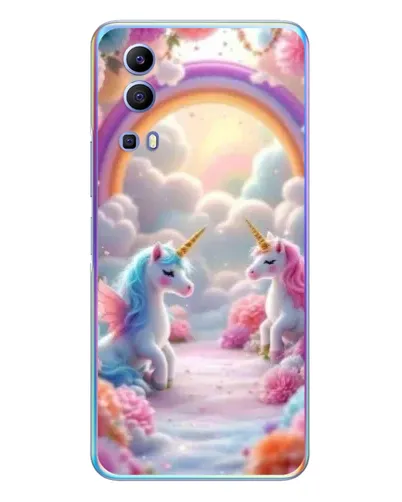 Чехол для Vivo Y72 с картинкой «Радуга и единороги»