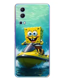 Чехол для Vivo Y72 с картинкой «Спанч Боб на гидроцикле»