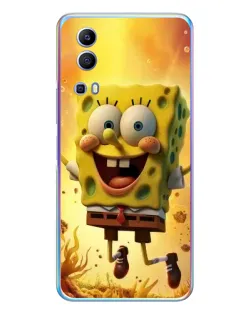 Чехол для Vivo Y72 с картинкой «Губка Боб прыгает»