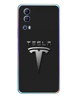 Чехол для Vivo Y72 с картинкой «Стальной логотип Tesla»