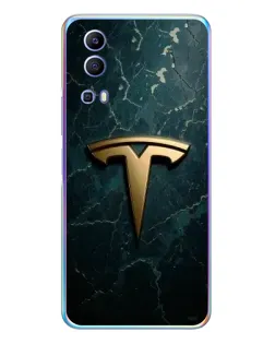 Чехол для Vivo Y72 с картинкой «Мраморная Tesla Gold»