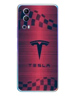 Чехол для Vivo Y72 с картинкой «Тесла красный карбон»