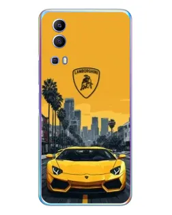 Чехол для Vivo Y72 с картинкой «Желтый Lamborghini город»