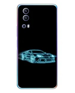 Чехол для Vivo Y72 с картинкой «Неоновый контур Lamborghini»