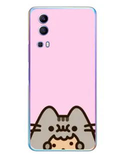 Чехол для Vivo Y72 с картинкой «Pusheen и печенье»