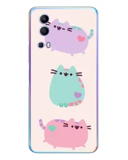 Чехол для Vivo Y72 с картинкой «Pusheen трио»