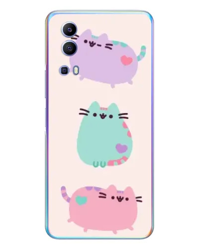 Чехол для Vivo Y72 с картинкой «Pusheen трио»