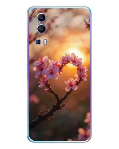 Чехол для Vivo Y72 с картинкой «Розовый цвет сердце на фоне заката» Чехол для Vivo Y72 с картинкой «Розовый цвет сердце на фоне заката»