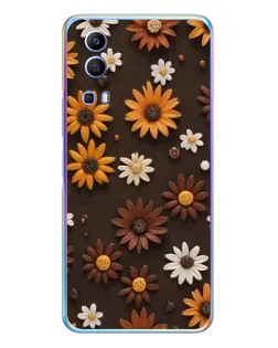 Чехол для Vivo Y72 с картинкой «Узор из маленьких подсолнухов»