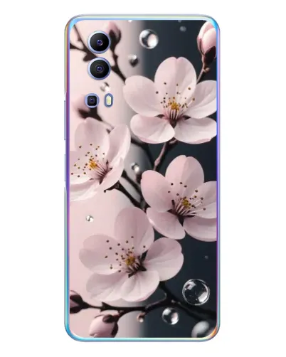 Чехол для Vivo Y72 с картинкой «Нежная сакура и капли» Чехол для Vivo Y72 с картинкой «Нежная сакура и капли»