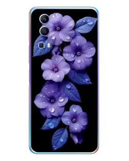 Чехол для Vivo Y72 с картинкой «Фиолетовые цветы с росою»