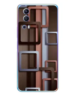Чехол для Vivo Y72 с картинкой «Коричневые объемные квадраты»
