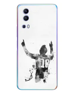 Чехол для Vivo Y72 с картинкой «Черно-белый силуэт Месси»
