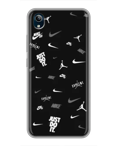 Чехол для Vivo Y91C с картинкой «Nike Black Pattern»