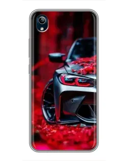 Чохол для Vivo Y91C з картинкою «Спортивна BMW та квіти»