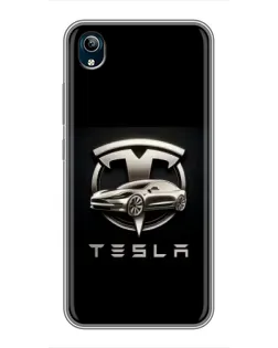 Чохол для Vivo Y91C з картинкою «Tesla — срібне авто»