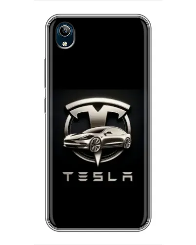 Чохол для Vivo Y91C з картинкою «Tesla — срібне авто»