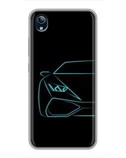 Чехол для Vivo Y91C с картинкой «Голубой силуэт Lamborghini»