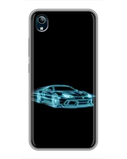 Чехол для Vivo Y91C с картинкой «Неоновый контур Lamborghini»