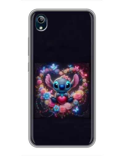 Чехол для Vivo Y91C с картинкой «Stitch в цветах»