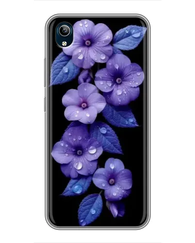 Чохол для Vivo Y91C з картинкою «Фіолетові квіти з росою»