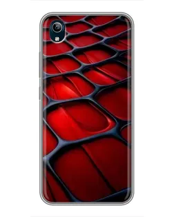 Чехол для Vivo Y91C с картинкой «Красная глянцевая сетка»