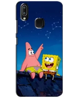 Чехол для Vivo Y93 Lite с картинкой «Губка Боб и Патрик ночью»