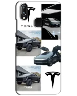 Чехол для Vivo Y93 Lite с картинкой «Коллаж Cybertruck Tesla»