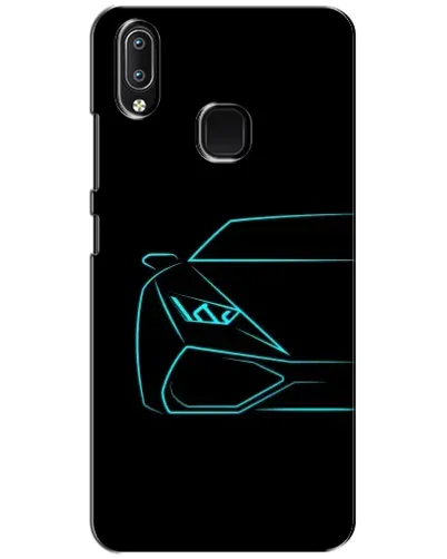 Чехол для Vivo Y93 Lite с картинкой «Голубой силуэт Lamborghini»