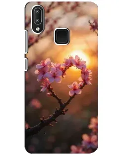 Чохол для Vivo Y95 з картинкою «Рожевий цвіт  сердечко на тлі заходу»