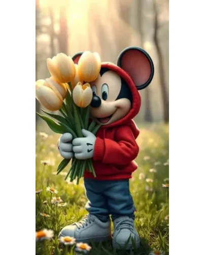 Чехол для ViVO с картинкой «Микки с тюльпанами»