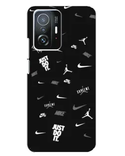 Чехол для Xiaomi 11T / 11T Pro с картинкой «Nike Black Pattern»