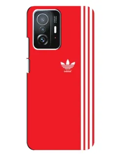 Чехол для Xiaomi 11T / 11T Pro с картинкой «Красный минимализм Adidas»