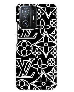 Чехол для Xiaomi 11T / 11T Pro с картинкой «Черно-белый узор LV»