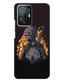 Чехол для Xiaomi 11T / 11T Pro с картинкой «PUBG — огненный силуэт»